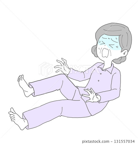 Senior woman with cramps turns pale 131557034