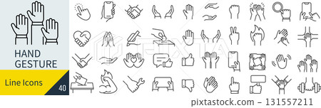 Hand sign icon set 131557211