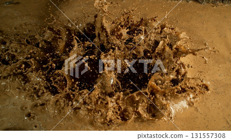 Freeze Motion Shot of Mud Splashing , Top Shot 131557308