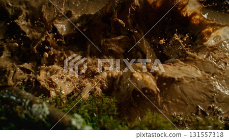 Freeze Motion Shot of Mud Splashing , Top Shot 131557318