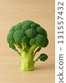 Fresh broccoli on wooden background 131557432
