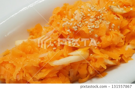 Carrot rapée, my wife's homemade cooking, dinner at home, happy family Carrot rapée, my wife's homemade cooking, dinner at home, happy family 131557867
