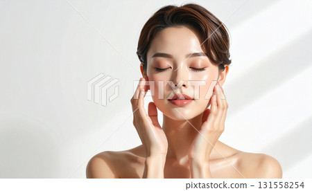 一位女士做皮膚護理的肖像 131558254