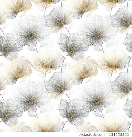 Elegant Seamless Anemone Flower Pattern in Minimalist Design with Solid Colors High Contrast Elegant Seamless Anemone Flower Pattern in Minimalist Design with Solid Colors High Contrast 131558293