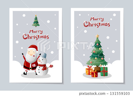 A set of hand-drawn style cute Nativity festival graphics, Nativity old man, Nativity tree, snowman, gift box material fragment 131559103
