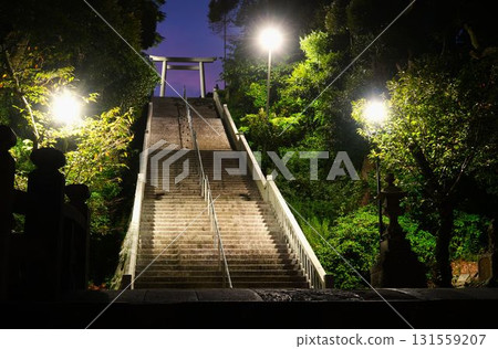 通往神社鳥居的長樓梯（大洗磯前神社） 131559207