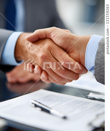 banker shaking hands with client over investment contract banker shaking hands with client over investment contract 131559263