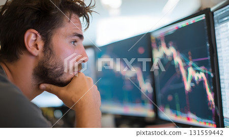 serious trader watching volatile candlestick patterns serious trader watching volatile candlestick patterns 131559442