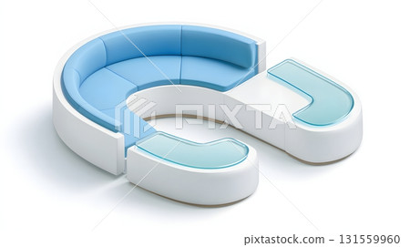 Isometric 3D curved modular sofa futuristic style isolated on white 131559960