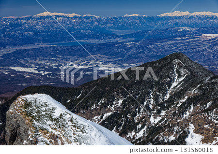 冬季從八嶽山脈的橫岳眺望大道心、乘鞍岳、槍穗高山脈 131560018