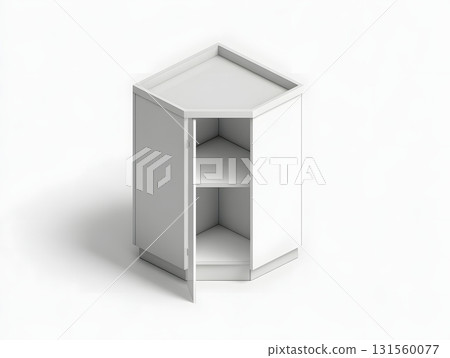 Isometric 3D corner cabinet compact design isolated on bright white 131560077