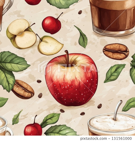 Vibrant Fruit and Beverage Seamless Pattern Design 131561000