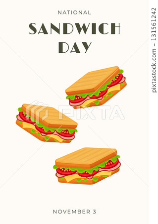 National Sandwich Day poster vector illustration. 131561242