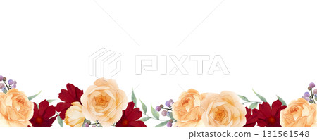 水彩秋玫瑰邊框 131561548