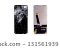 the process of repairing broken glass and touchscreen on a smartphone display 131561939