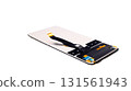 smartphone touchscreen module, rear view, broken smartphone touchscreen on a white background 131561943