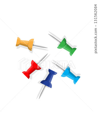 Set of push pins in different colors. Thumbtacks. stock illustration 131562084