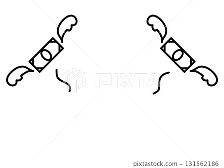 Image of money flying away, economic loss, icon Image of money flying away, economic loss, icon 131562186