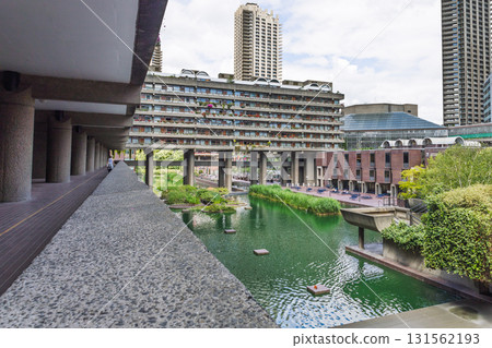 Barbican Estate London with Modern Brutalist Architecture and Scenic Water Garden Barbican Estate London with Modern Brutalist Architecture and Scenic Water Garden 131562193