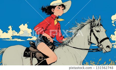 Young woman riding a horse 131562748