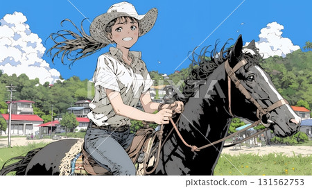 Young woman riding a horse 131562753