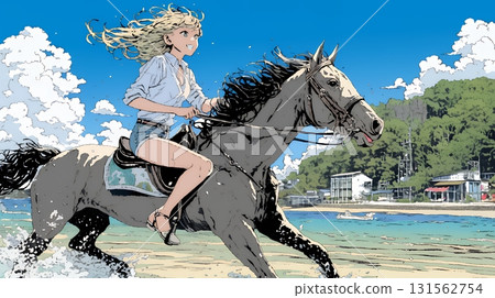 年輕女子騎馬 年輕女子騎馬 131562754