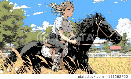 Young woman riding a horse Young woman riding a horse 131562760
