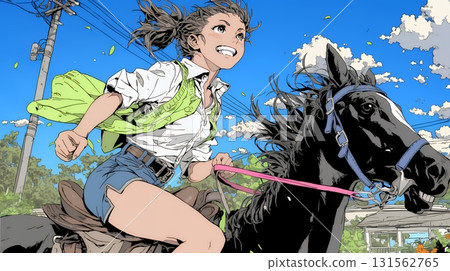 年輕女子騎馬 年輕女子騎馬 131562765