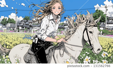 年輕女子騎馬 年輕女子騎馬 131562766