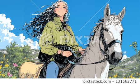 Young woman riding a horse 131562771