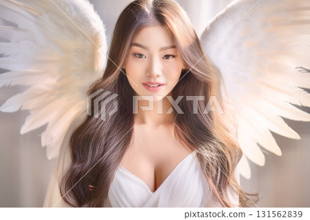 Image of a woman with white feathers 131562839