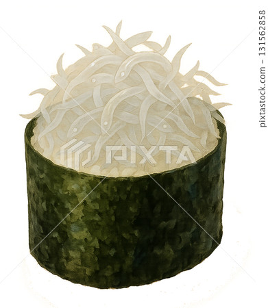 Illustration of small fish gunkan sushi (1 piece) Illustration of small fish gunkan sushi (1 piece) 131562858