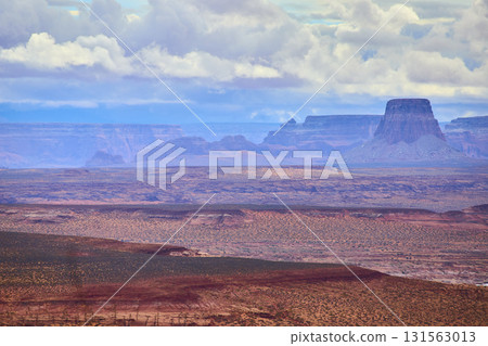 Desert Mesa and Butte in Wahweap Overlook Arizona Under Dramatic Storm Clouds 131563013