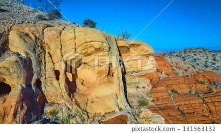 Whitney Pocket Sandstone Formations Desert Vegetation Golden Hour Whitney Pocket Sandstone Formations Desert Vegetation Golden Hour 131563132