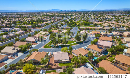 Aerial Residential Neighborhood Las Vegas Suburb With City Skyline View Aerial Residential Neighborhood Las Vegas Suburb With City Skyline View 131563147