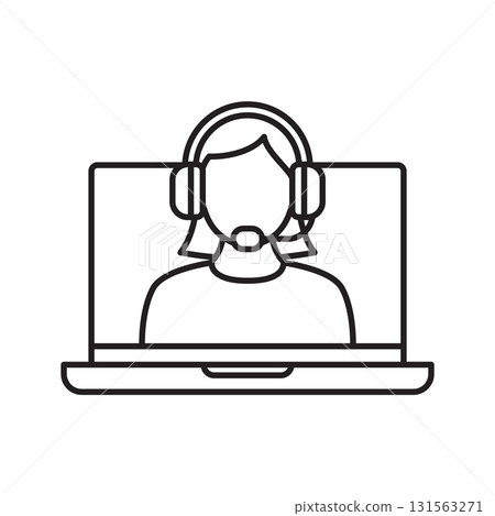 PrintCustomer service operator on laptop screen icon. Technical support symbol PrintCustomer service operator on laptop screen icon. Technical support symbol 131563271