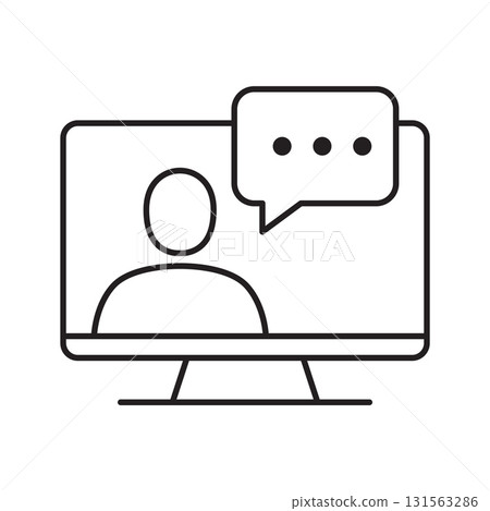 Online video communication and chat icon. Virtual consultation and customer support symbol 131563286