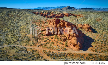 Aerial Red Rock Formations and Desert Landscape Whitney Pocket Nevada Aerial Red Rock Formations and Desert Landscape Whitney Pocket Nevada 131563387
