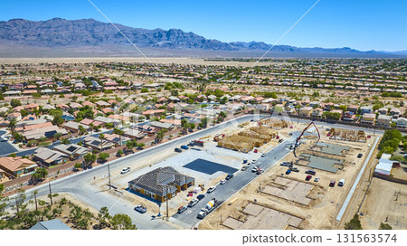 Aerial Residential Construction and Suburban Homes in Las Vegas Nevada 131563574