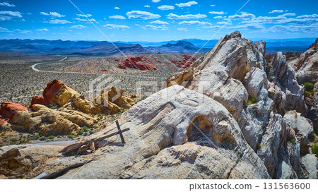 Aerial Dramatic Rock Formations and Cross Gold Butte National Monument Nevada Aerial Dramatic Rock Formations and Cross Gold Butte National Monument Nevada 131563600