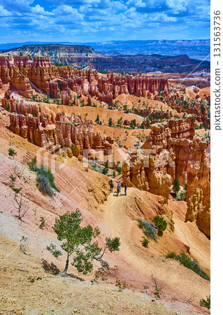 Bryce Canyon Hoodoos Trail Hikers and Dramatic Landscape at Sunset Point Utah 131563736