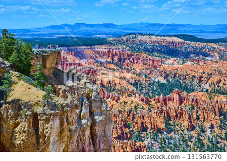 Bryce Point Overlook Tourists Hoodoo Formations and Pine Trees Bryce Canyon National Park 131563770