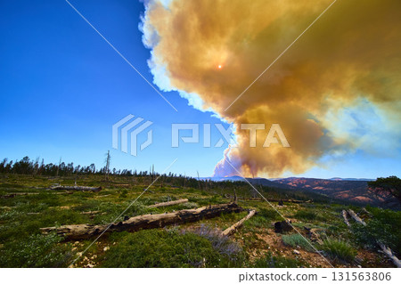 Wildfire Smoke Sun and Forest Landscape in Bryce Canyon National Park Utah Wildfire Smoke Sun and Forest Landscape in Bryce Canyon National Park Utah 131563806