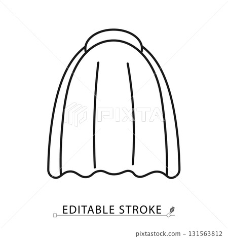 A chef hat icon in a minimalist line style with editable stroke. Professional cook uniform, kitchen staff accessory, restaurant headwear, culinary symbol, gourmet food preparation. 131563812