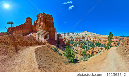Bryce Canyon Hoodoo Formations and Peekaboo Loop Trail Under Bright Sun 131563842