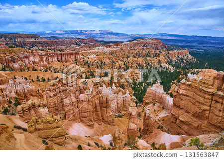 Bryce Canyon National Park Hoodoos Pine Forest and Distant Mesas Panoramic View 131563847