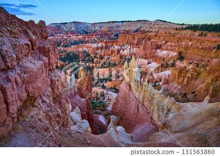 Bryce Canyon Hoodoos Sunrise View with Colorful Rock Formations and Pine Trees Bryce Canyon Hoodoos Sunrise View with Colorful Rock Formations and Pine Trees 131563860