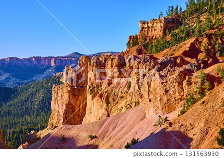Bryce Canyon National Park Hoodoo Cliffs Red Rock Formations and Pine Trees Utah Bryce Canyon National Park Hoodoo Cliffs Red Rock Formations and Pine Trees Utah 131563930