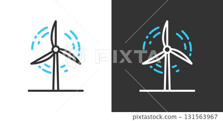 風力發電雙色線圖標 風力發電雙色線圖標 131563967