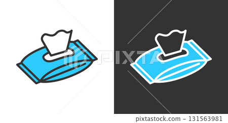 濕紙巾雙色線圖標 濕紙巾雙色線圖標 131563981